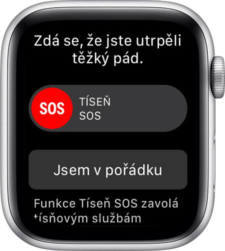 Zpráva „Zdá se, že jste utrpěli těžký pád.“
