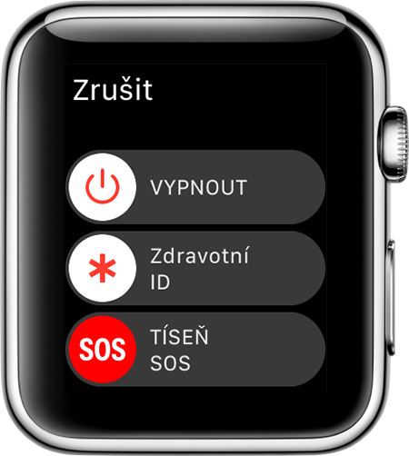 Posuvník Tíseň SOS na Apple Watch.