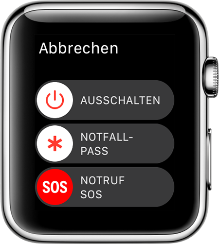 Schieberegler "Notruf SOS" auf der Apple Watch.