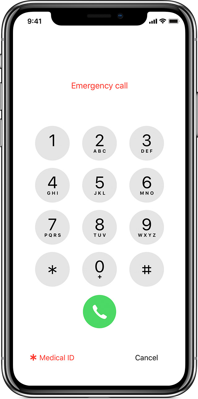 Emergency call screen