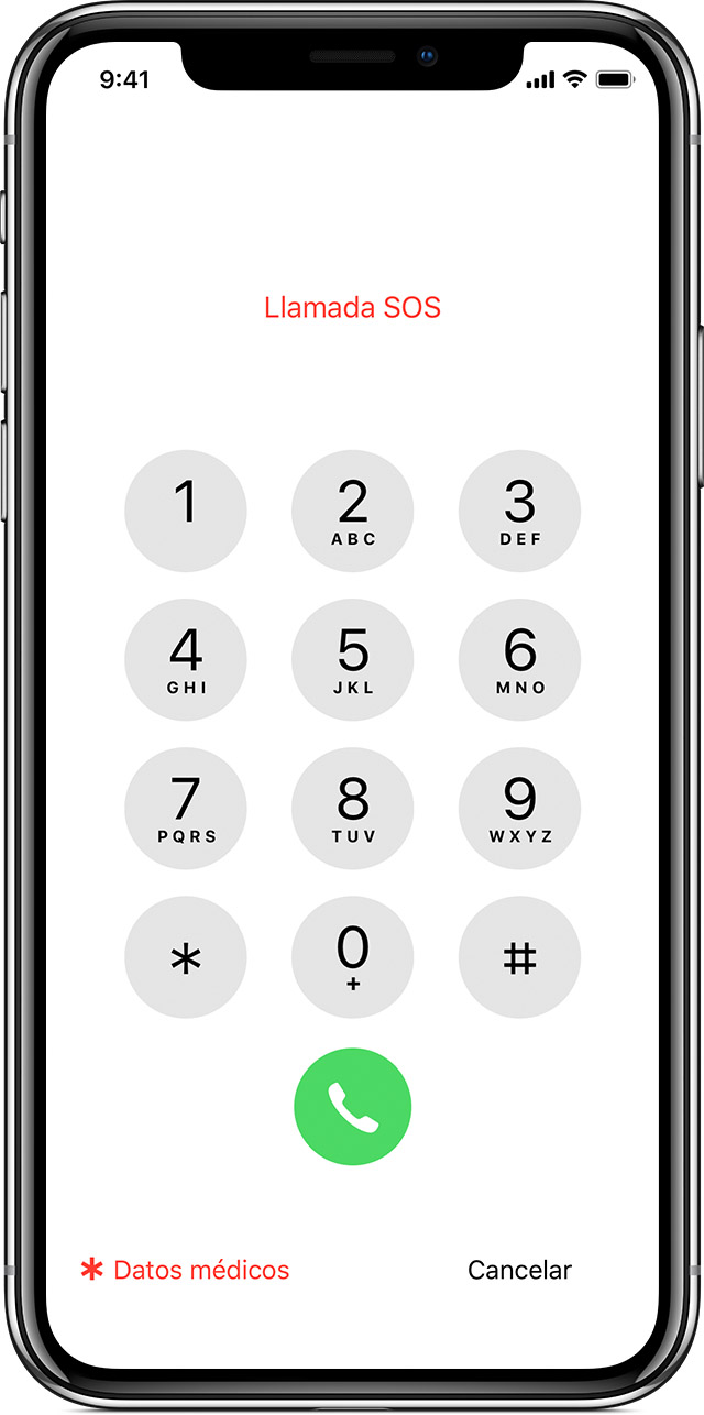Pantalla de llamada de emergencia