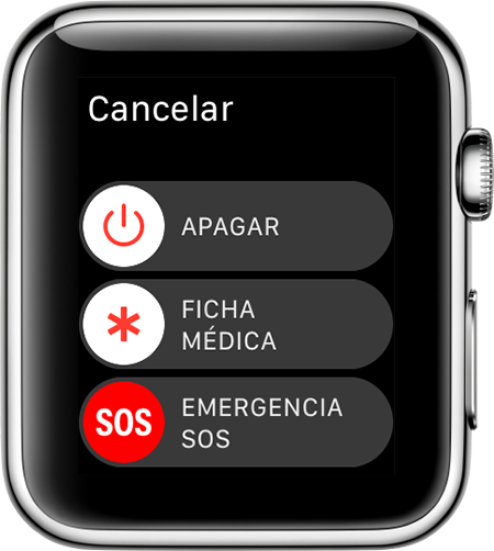 Deslizador Emergencia SOS en el Apple Watch.