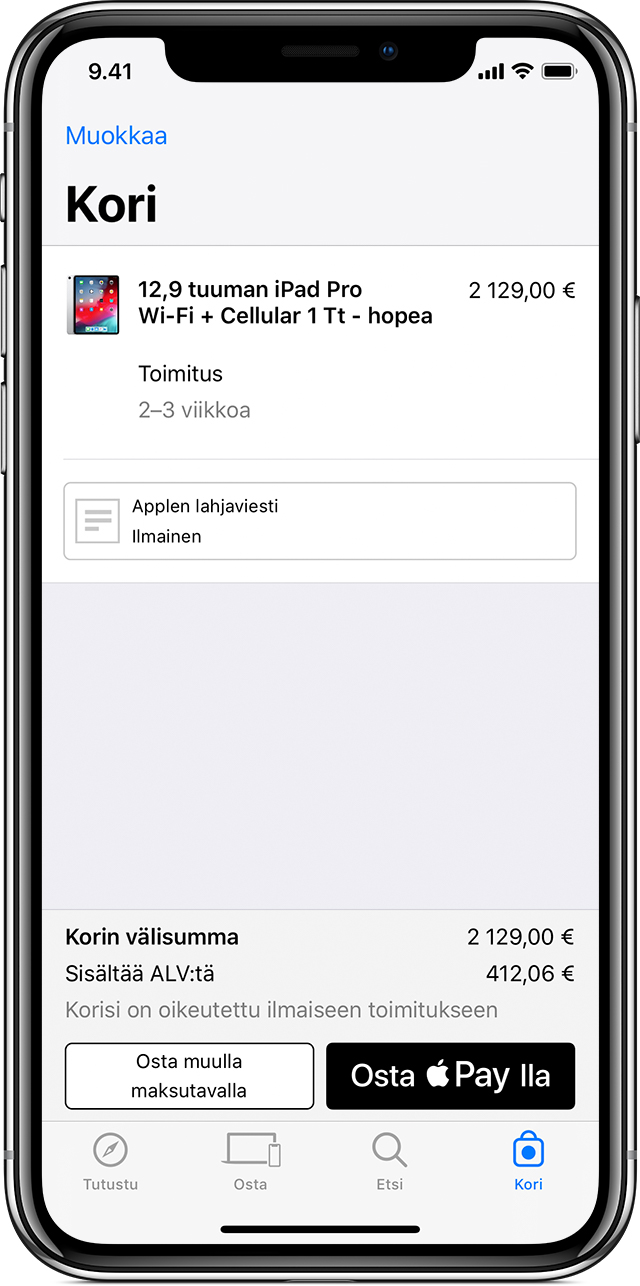Apple Payn käyttäminen apeissa