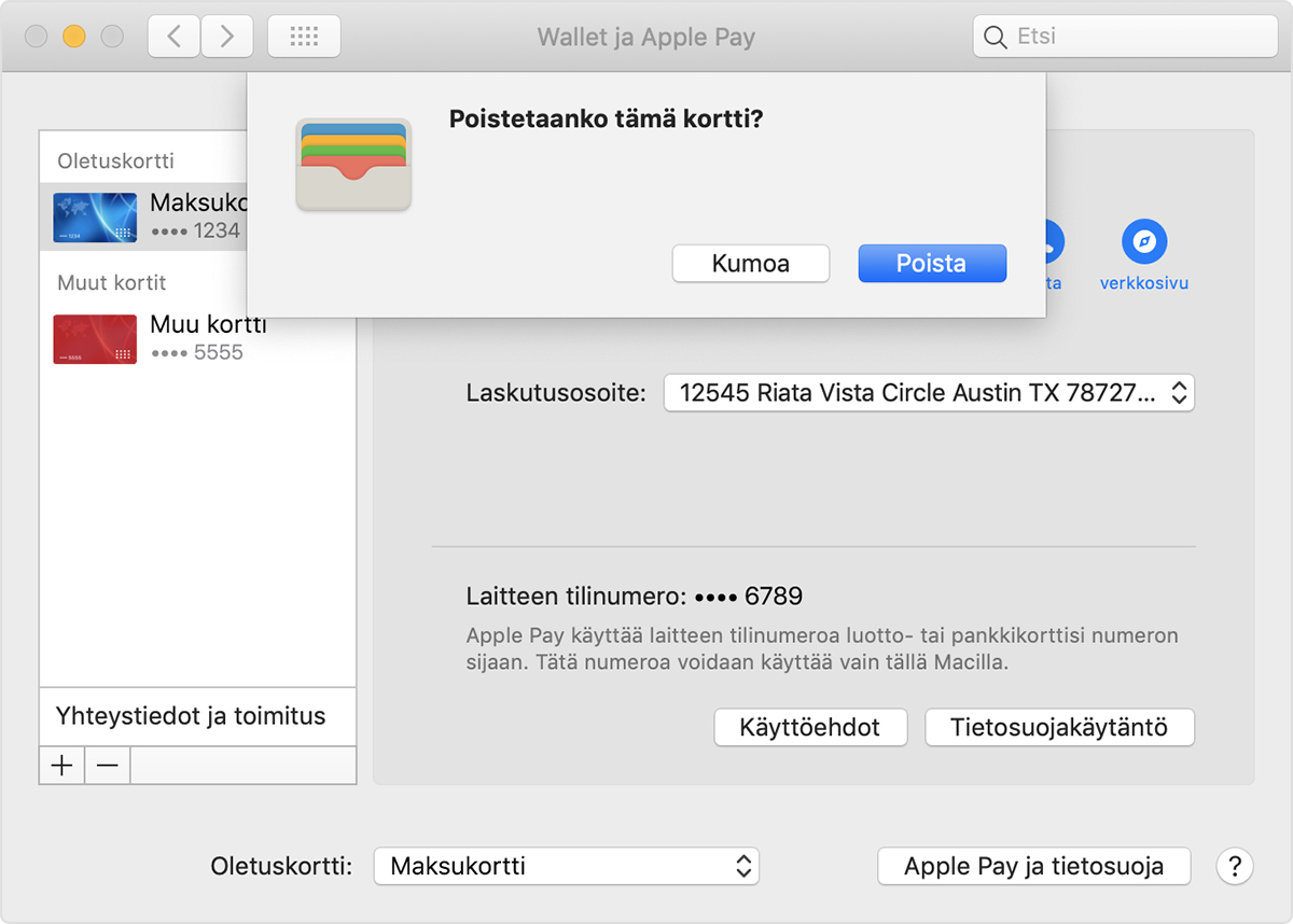 Kortin poistaminen Mac-malleissa
