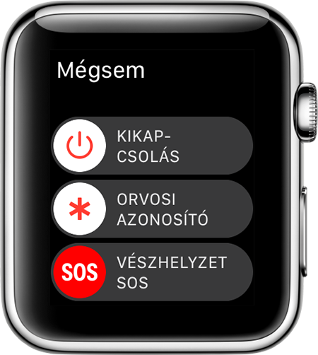 A Vészhelyzet – SOS csúszka Apple Watchon.