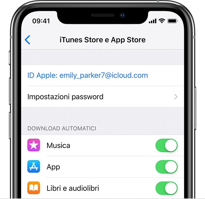 Schermata iTunes Store e App Store su iPhone
