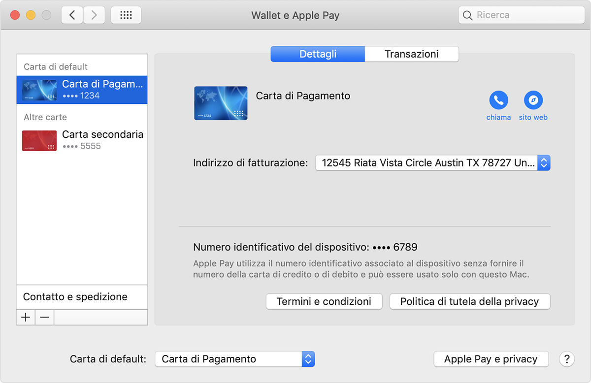 Carta Apple Pay di default sui modelli di Mac