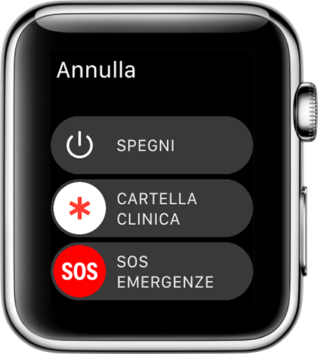 Cursore di SOS emergenze su Apple Watch.