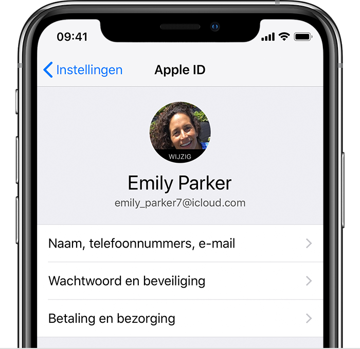 Apple ID-instellingen op een iPhone