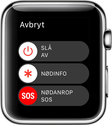 Nødanrop (SOS)-skyveknappen på Apple Watch.