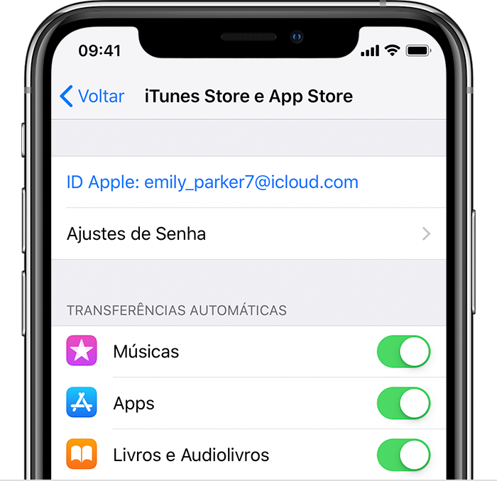 Tela iTunes e App Store no iPhone