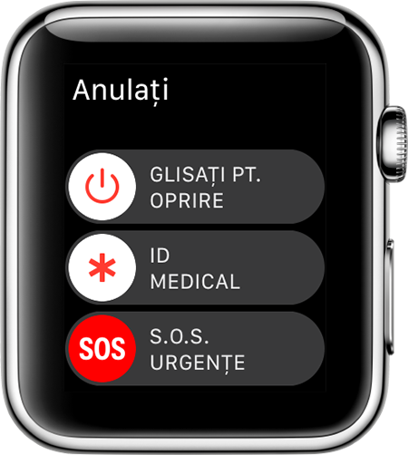 Glisorul S.O.S. urgențe pe Apple Watch.