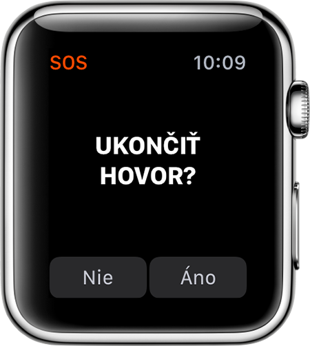 Možnosť Ukončiť hovor na hodinkách Apple Watch.