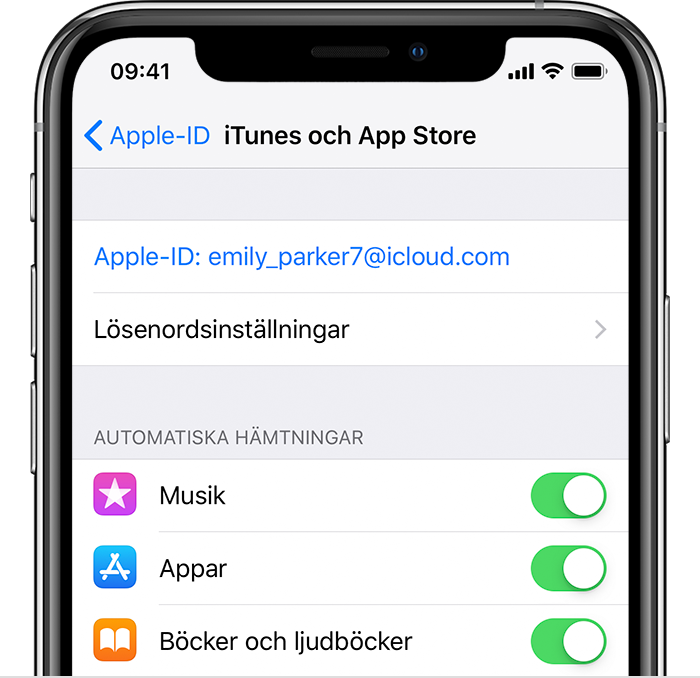 Skärmen iTunes och App Store på iPhone