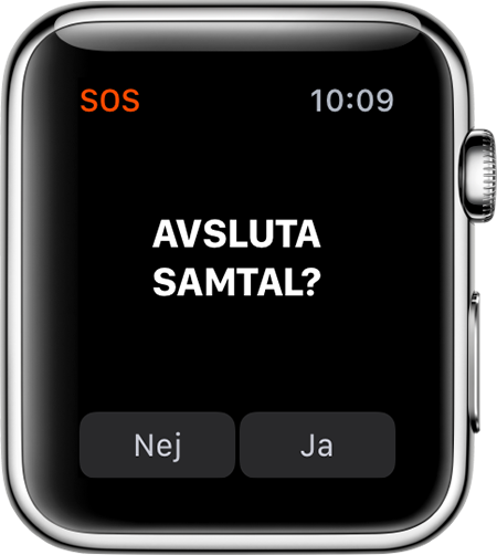 Alternativet Avsluta samtal på Apple Watch.