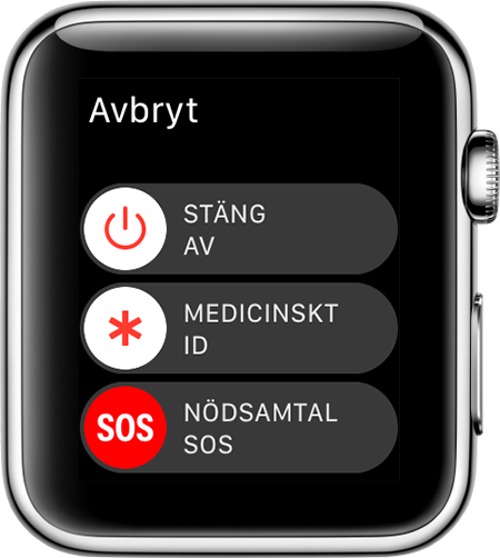 Nödsamtal SOS-reglaget på Apple Watch.