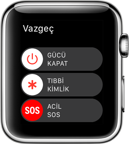 Apple Watch'taki Acil SOS sürgüsü.