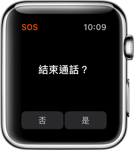 Apple Watch 上的「結束通話」選項。